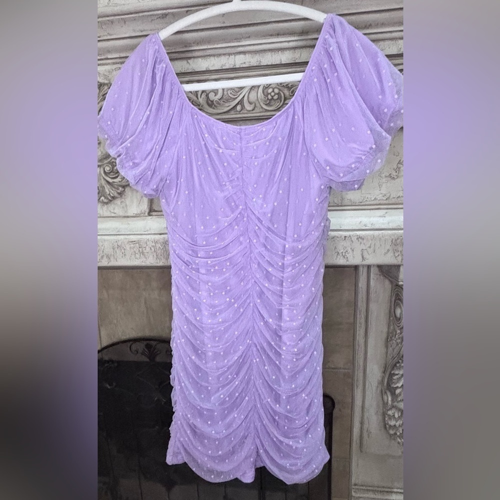 Allison & Kelly Light Purple & White Polka Dot Semi-Formal Dress Size XL - Picture 3 of 8